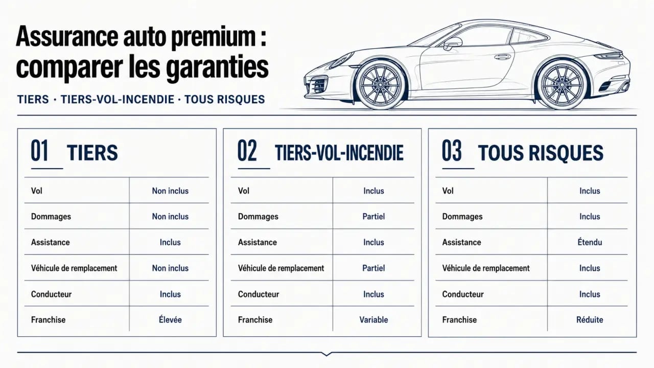 Comment assurer efficacement les véhicules de luxe et sportifs : comparaison des formules tiers, tiers-vol-incendie et tous risques