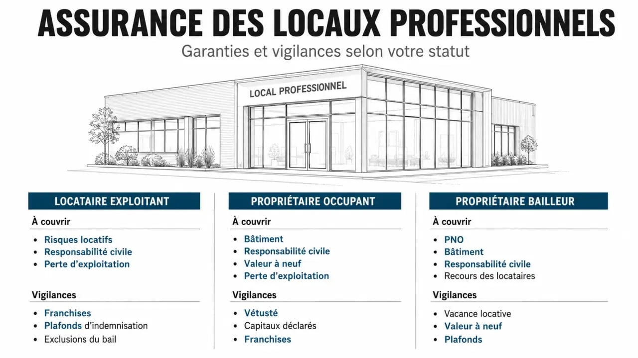 Assurer ses locaux professionnels : comparaison des garanties selon locataire, propriétaire occupant et propriétaire bailleur